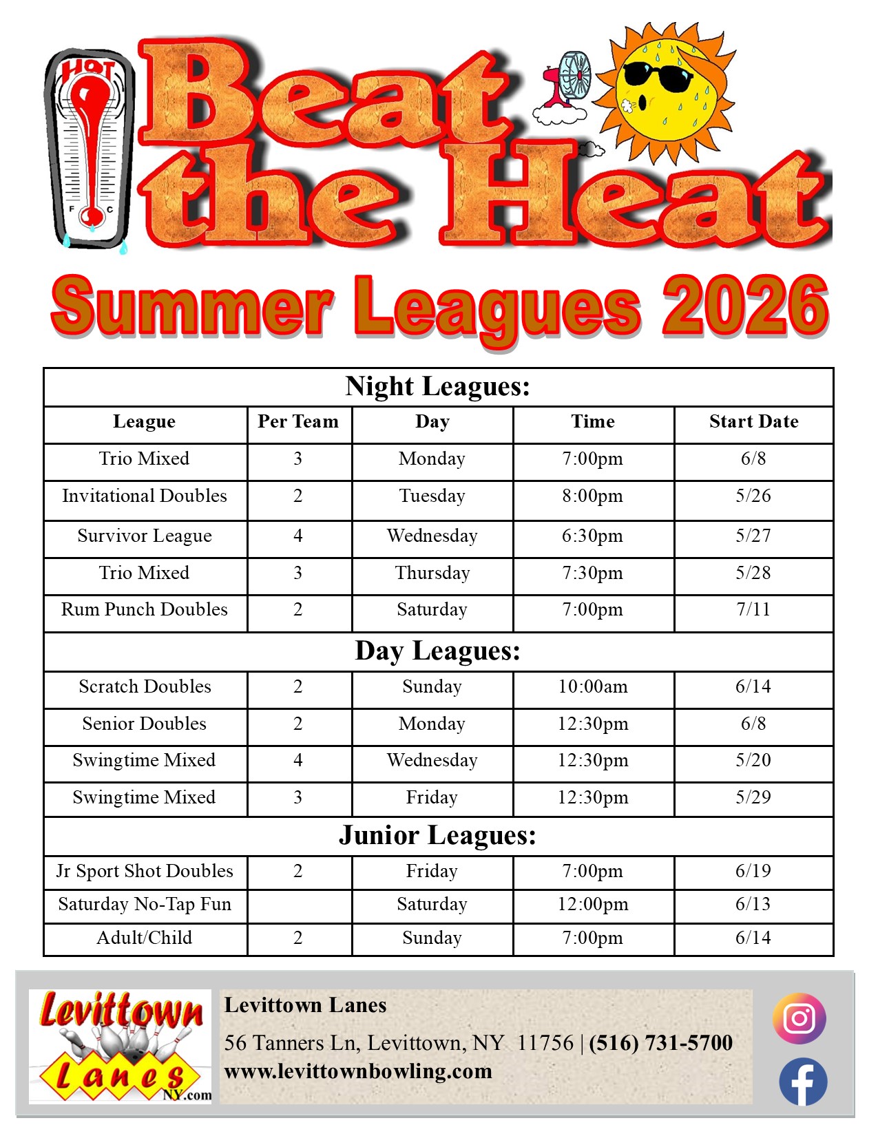 Our Summer Leagues 2026 Listing